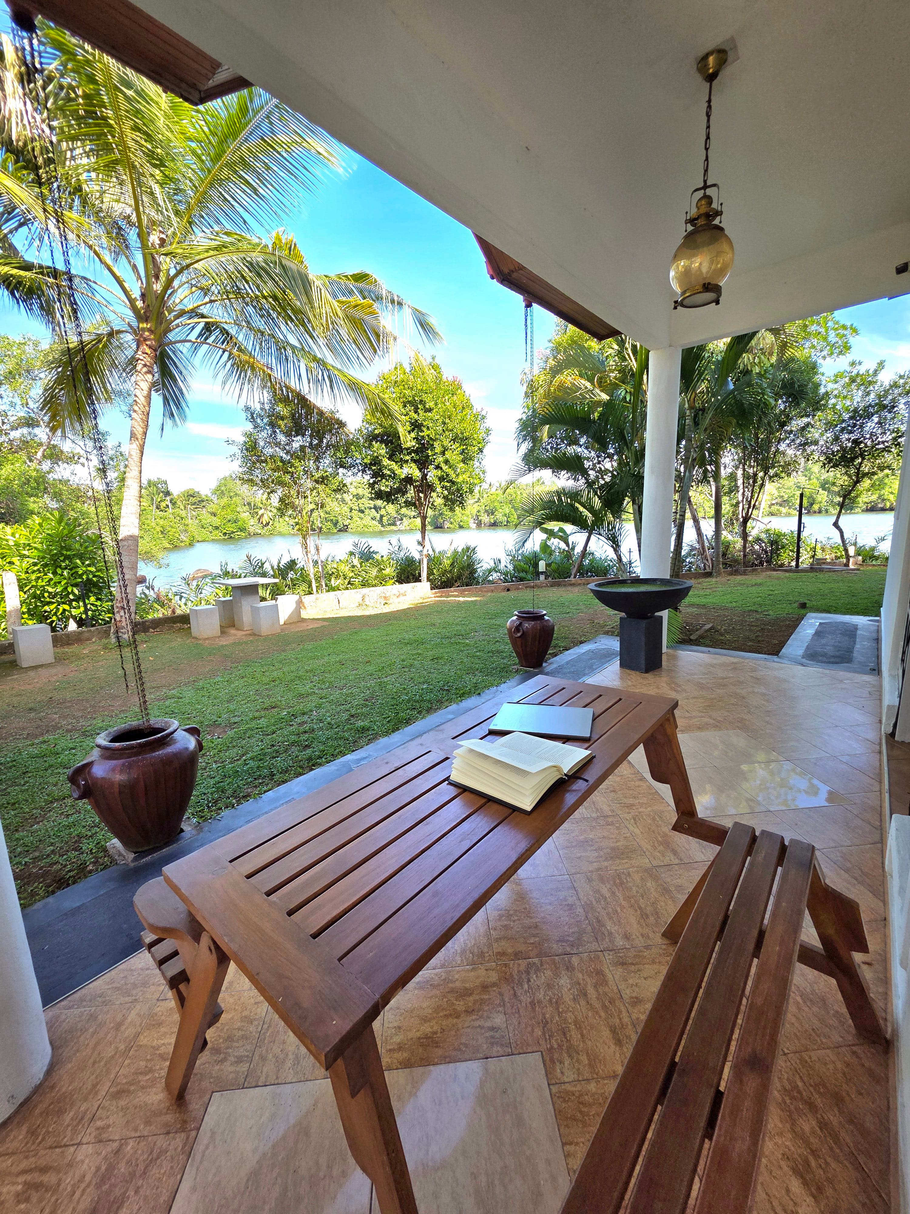 Private outdoor deck at Blended Villas with river views — perfect for relaxation during workation
